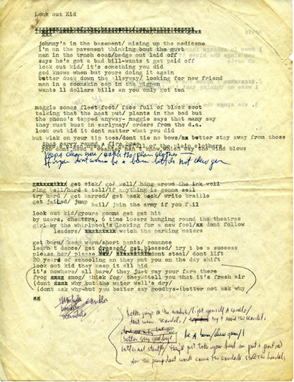 A version of Bob Dylan’s lyrics to "Subterranean Homesick Blues." 
Credit Via the Bob Dylan Archive
